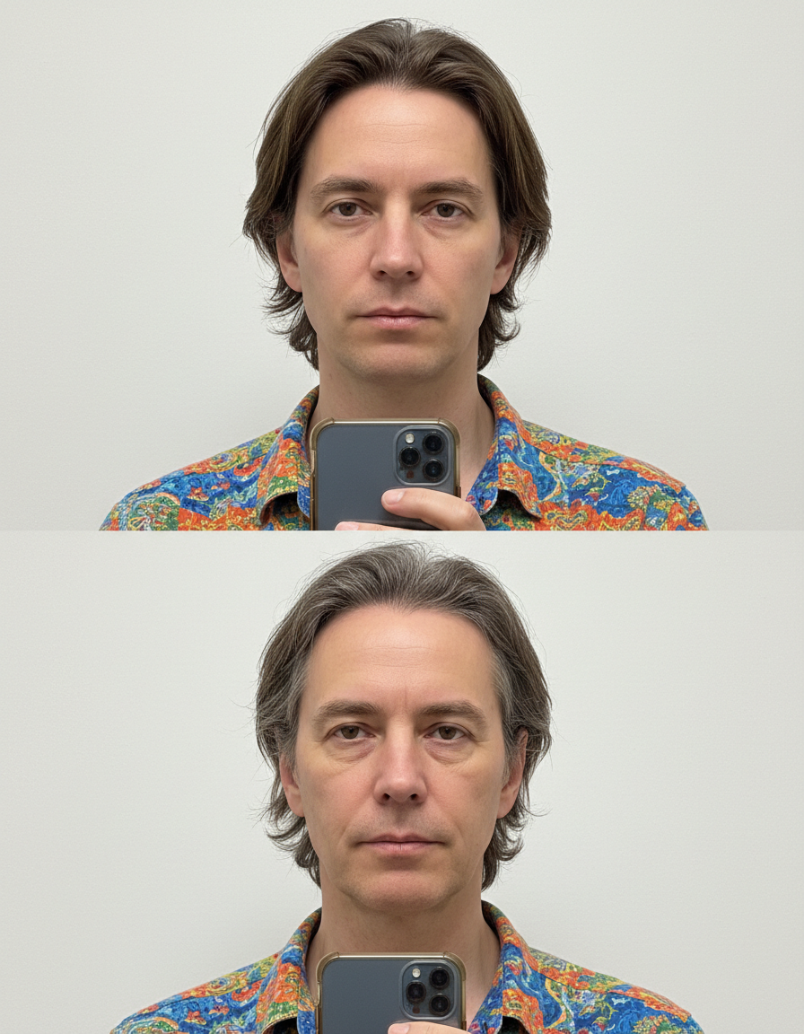 AI Age Progression before and after example