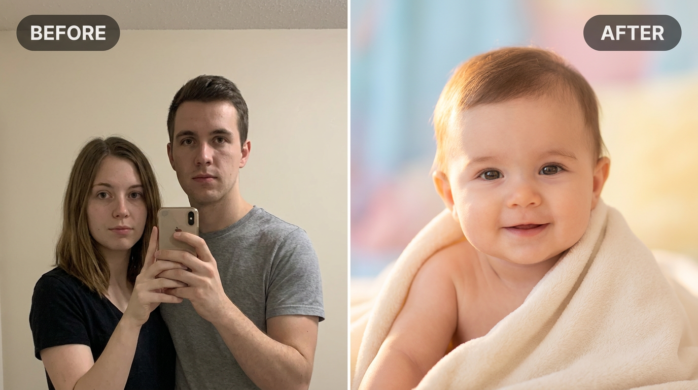 AI Baby Predictor before and after example