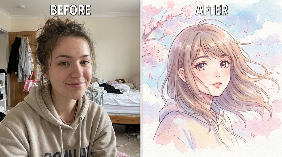 AI Anime Style Photo Converter before and after example