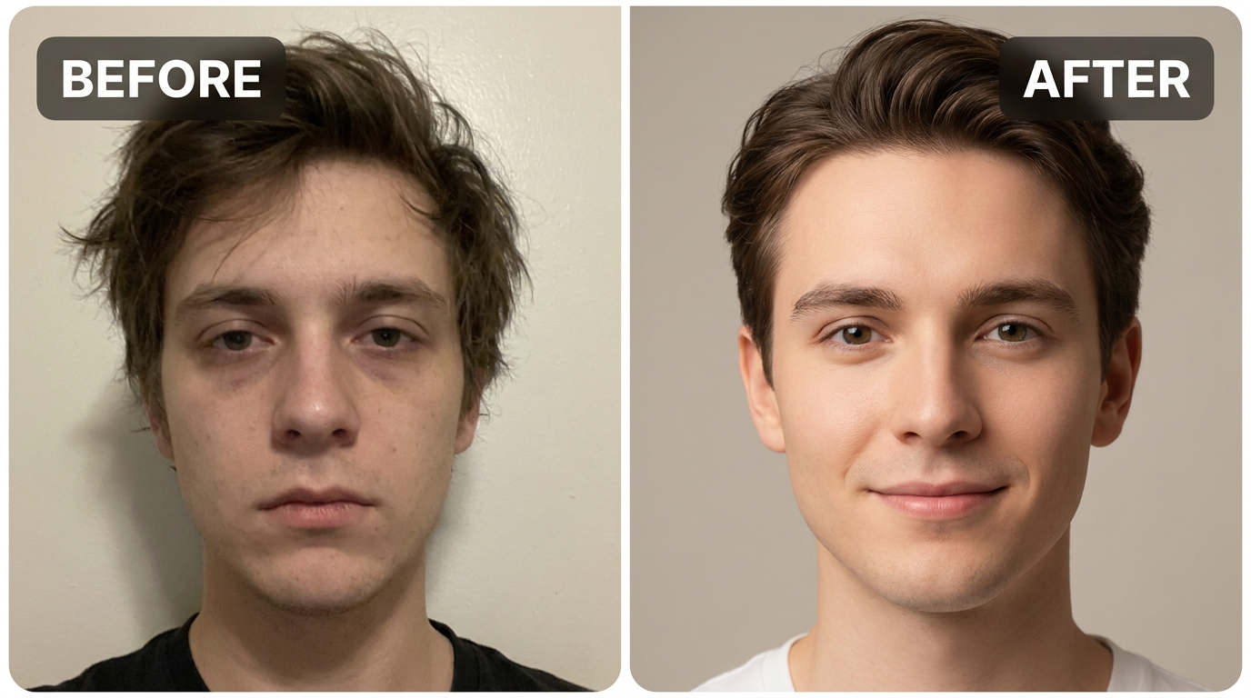 AI Glow Up Filter before and after example