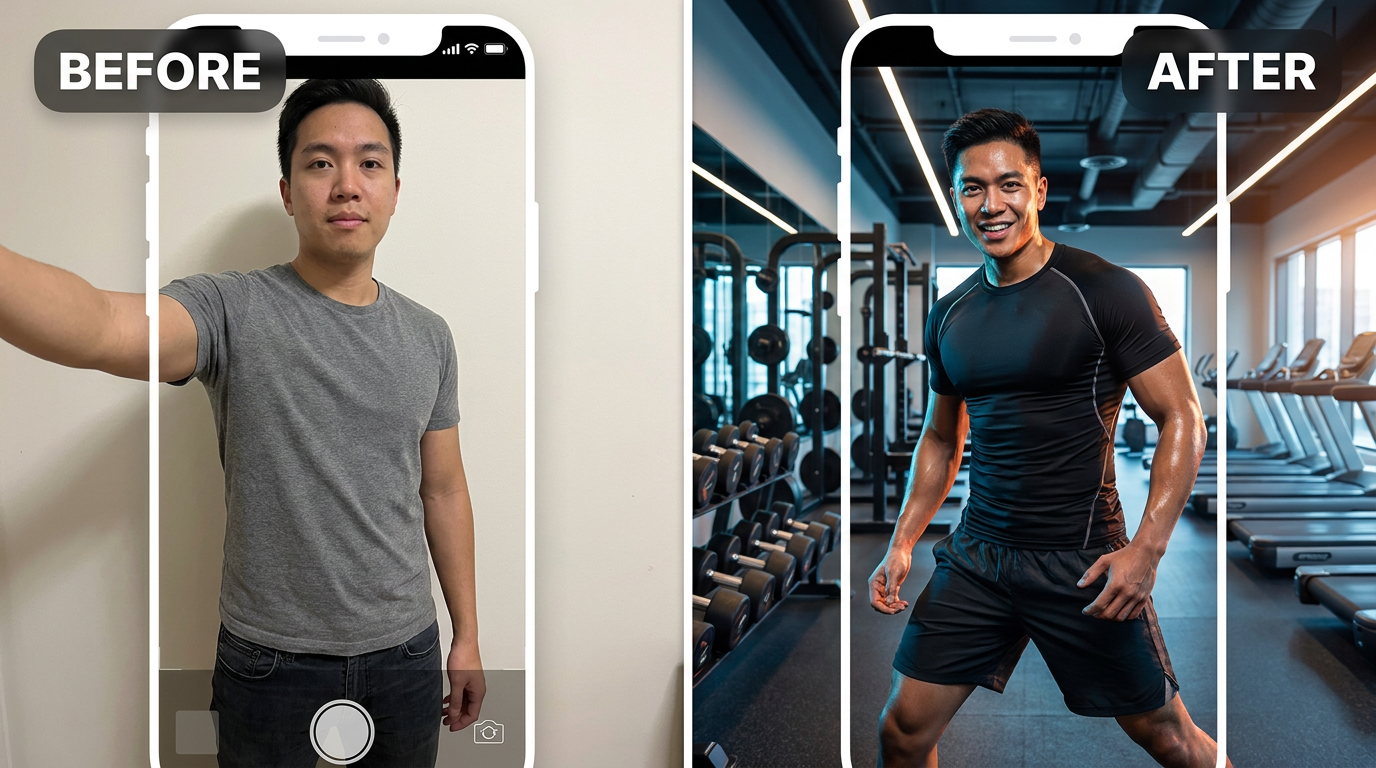AI Gym Transformation Photo before and after example