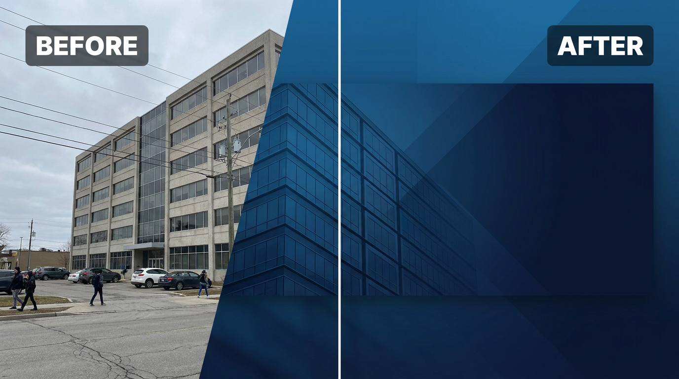 AI LinkedIn Banner Maker before and after example