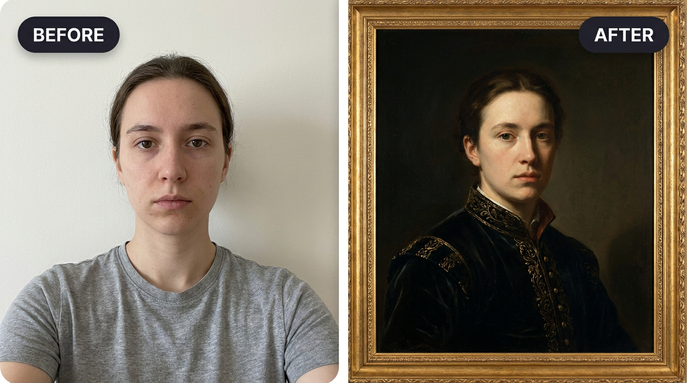 AI Renaissance Portrait Maker before and after example