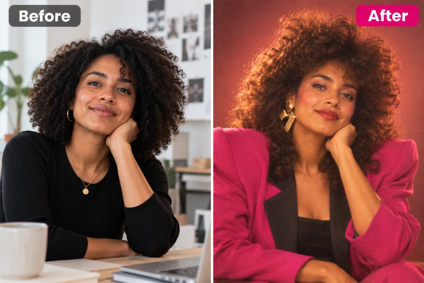 1980s Photo Trend Maker — before and after