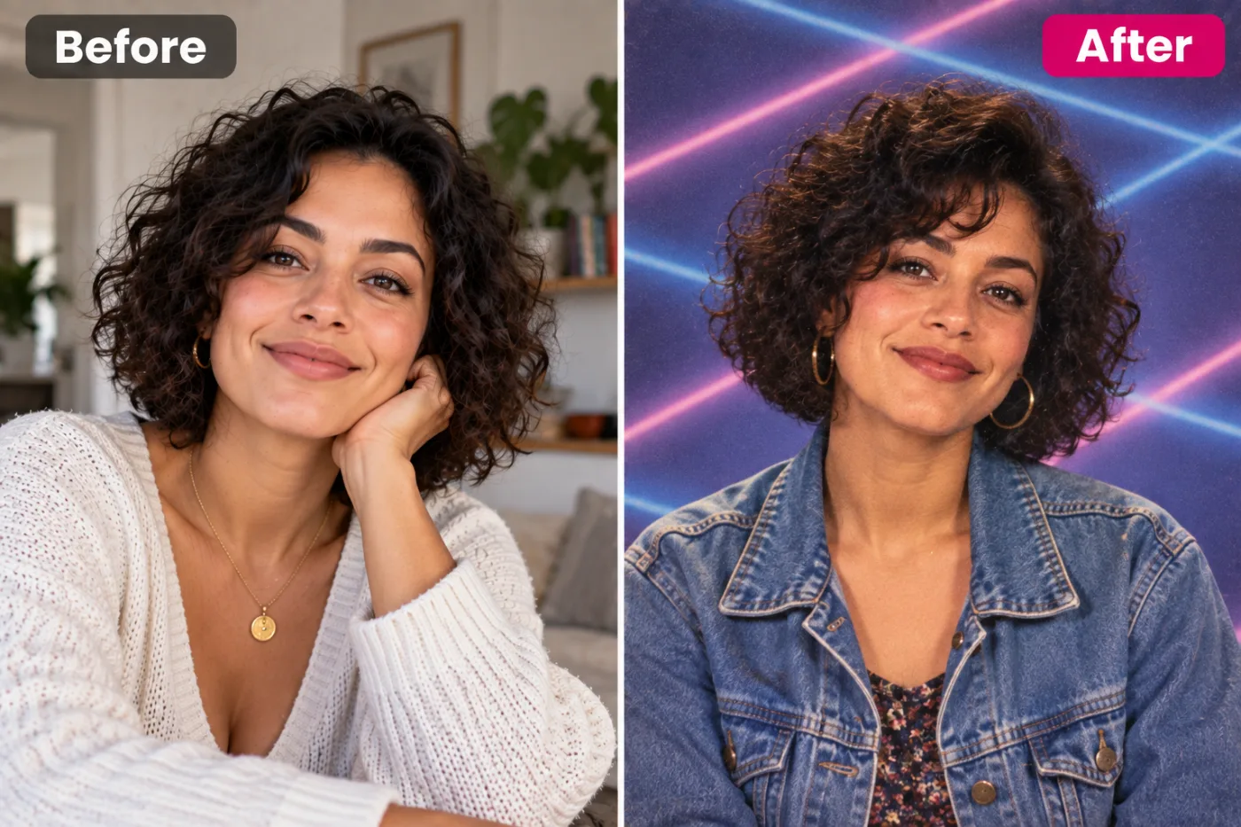 AI 90s Yearbook Photo Maker — before and after
