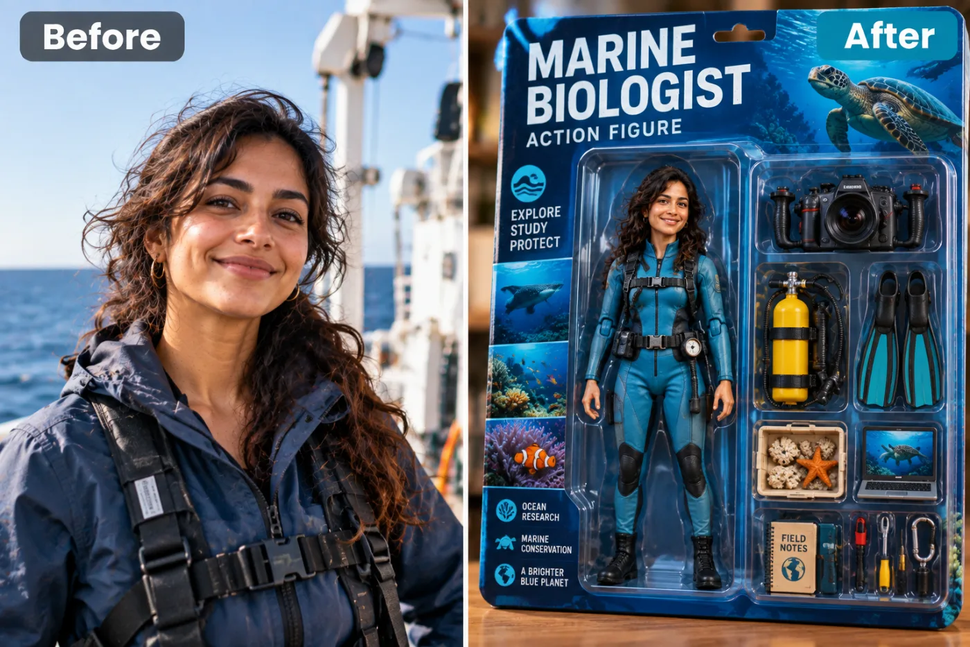 Action Figure Generator — before and after