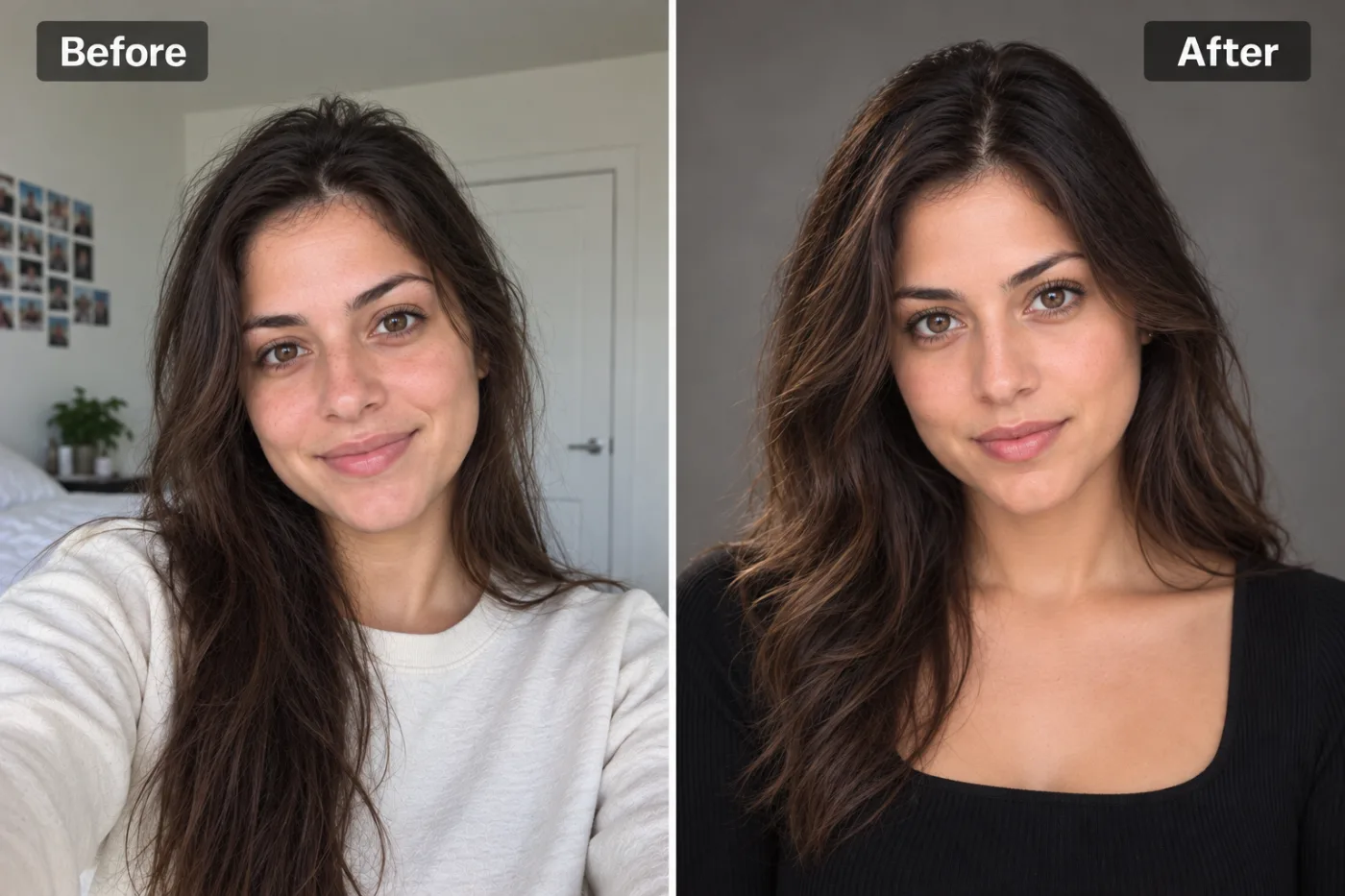 Actor Headshot Generator — before and after