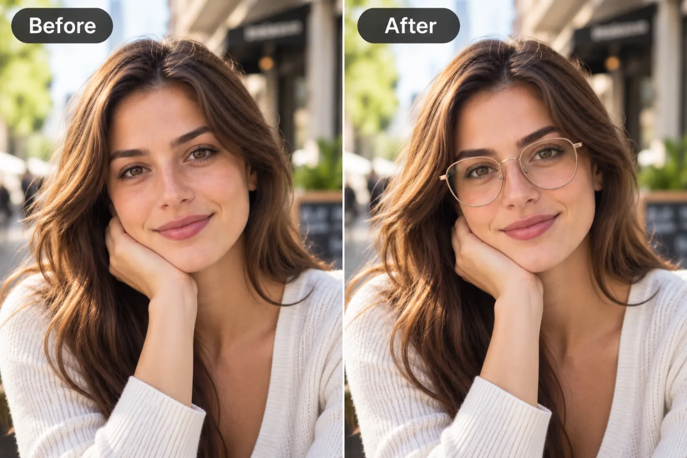 Add Glasses to Photo — before and after