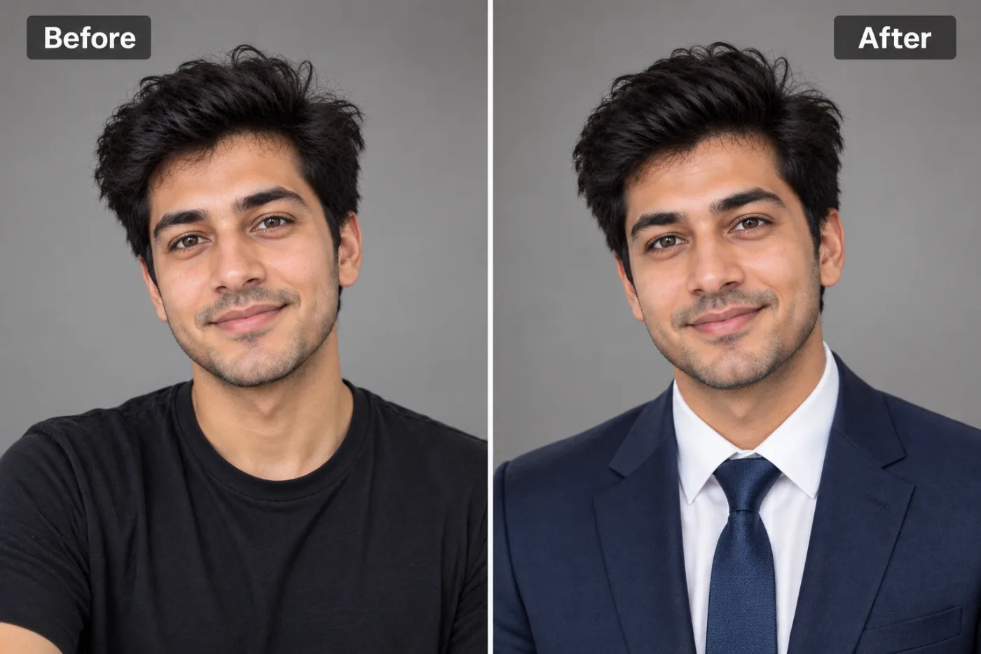 Add a Suit to Your Photo — before and after