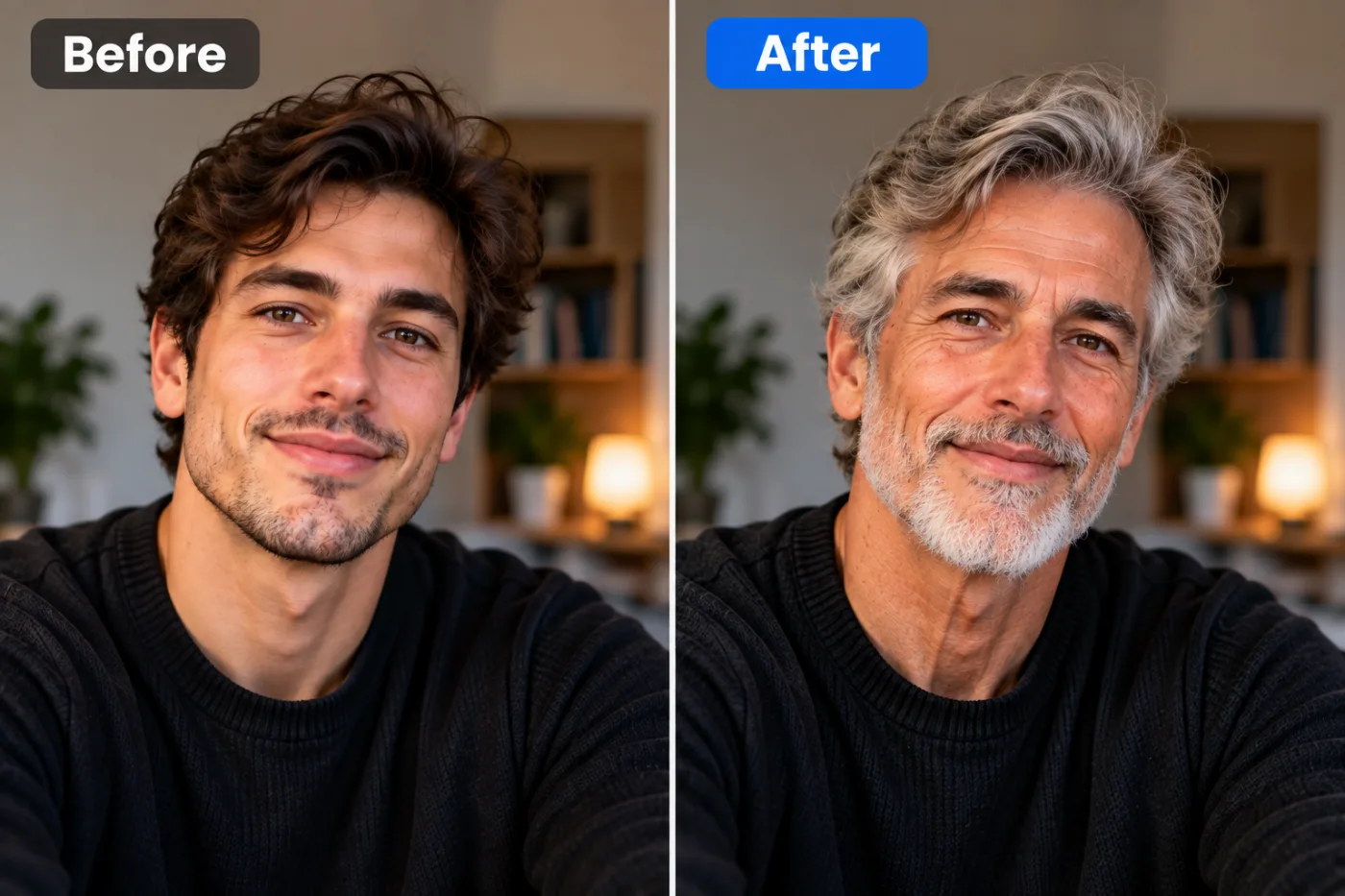 AI Age Progression — before and after