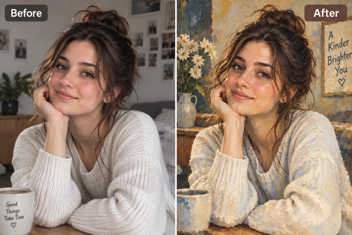 AI Art Generator — before and after