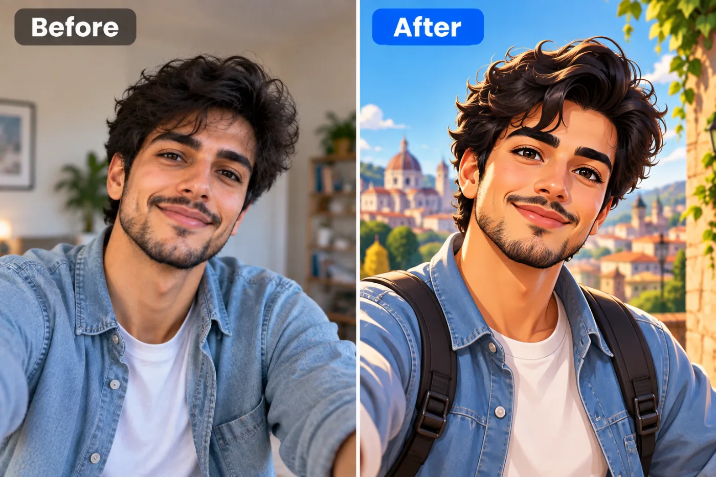 AI Avatar Generator — before and after
