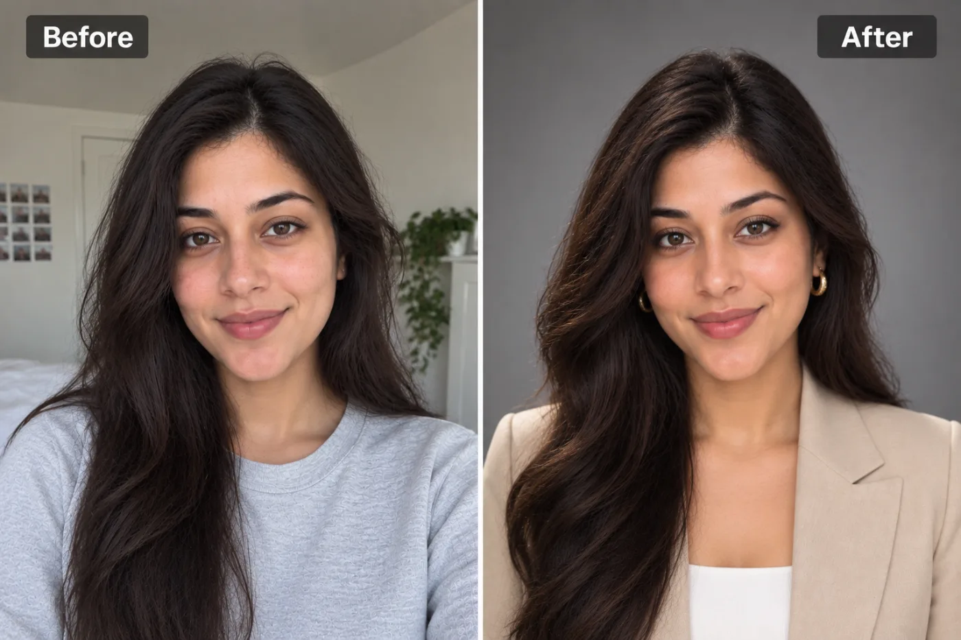 AI Headshot Generator — before and after