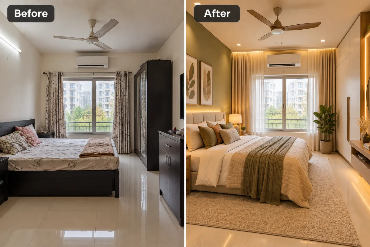 AI Interior Design — before and after