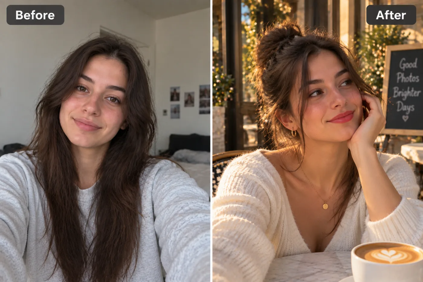 AI Selfie Generator — before and after