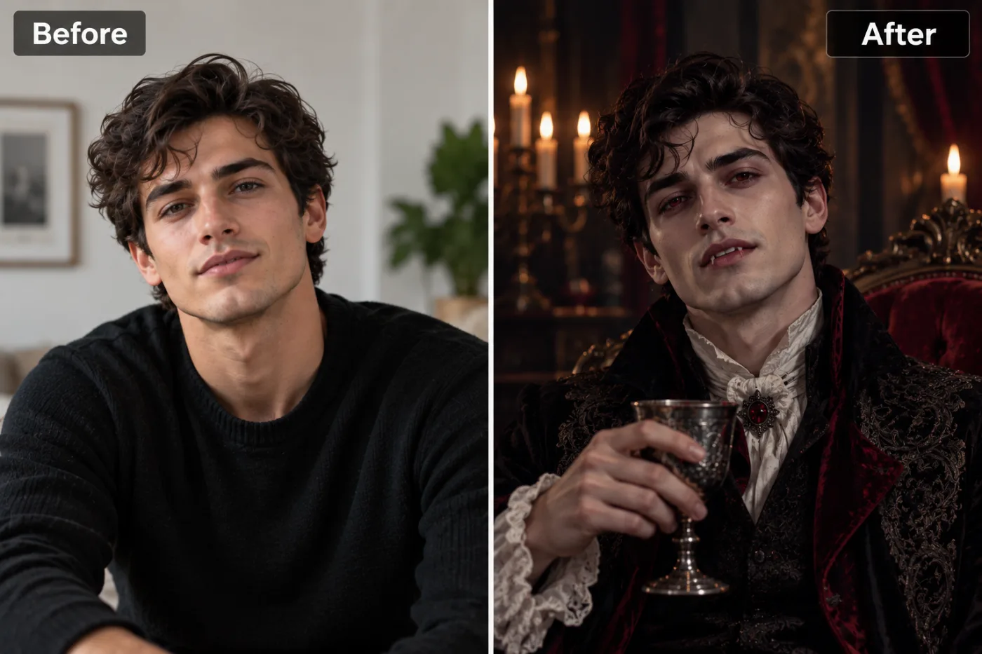 Vampire Filter — before and after