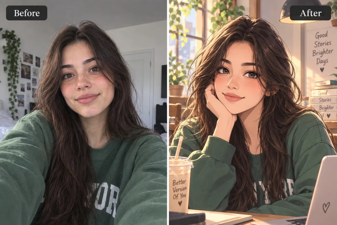 Webtoon Style Generator — before and after