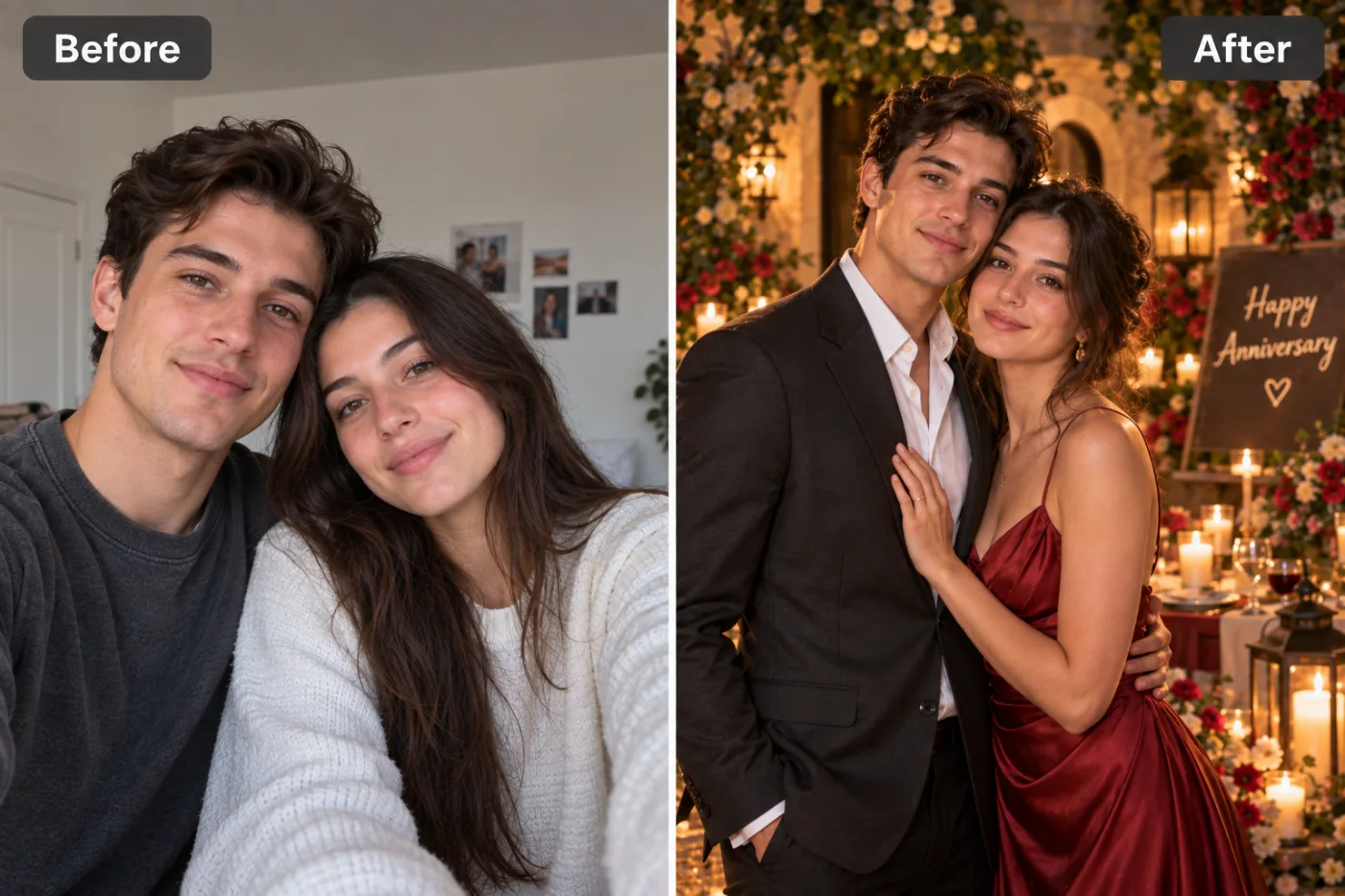 Anniversary Photo Editor — before and after