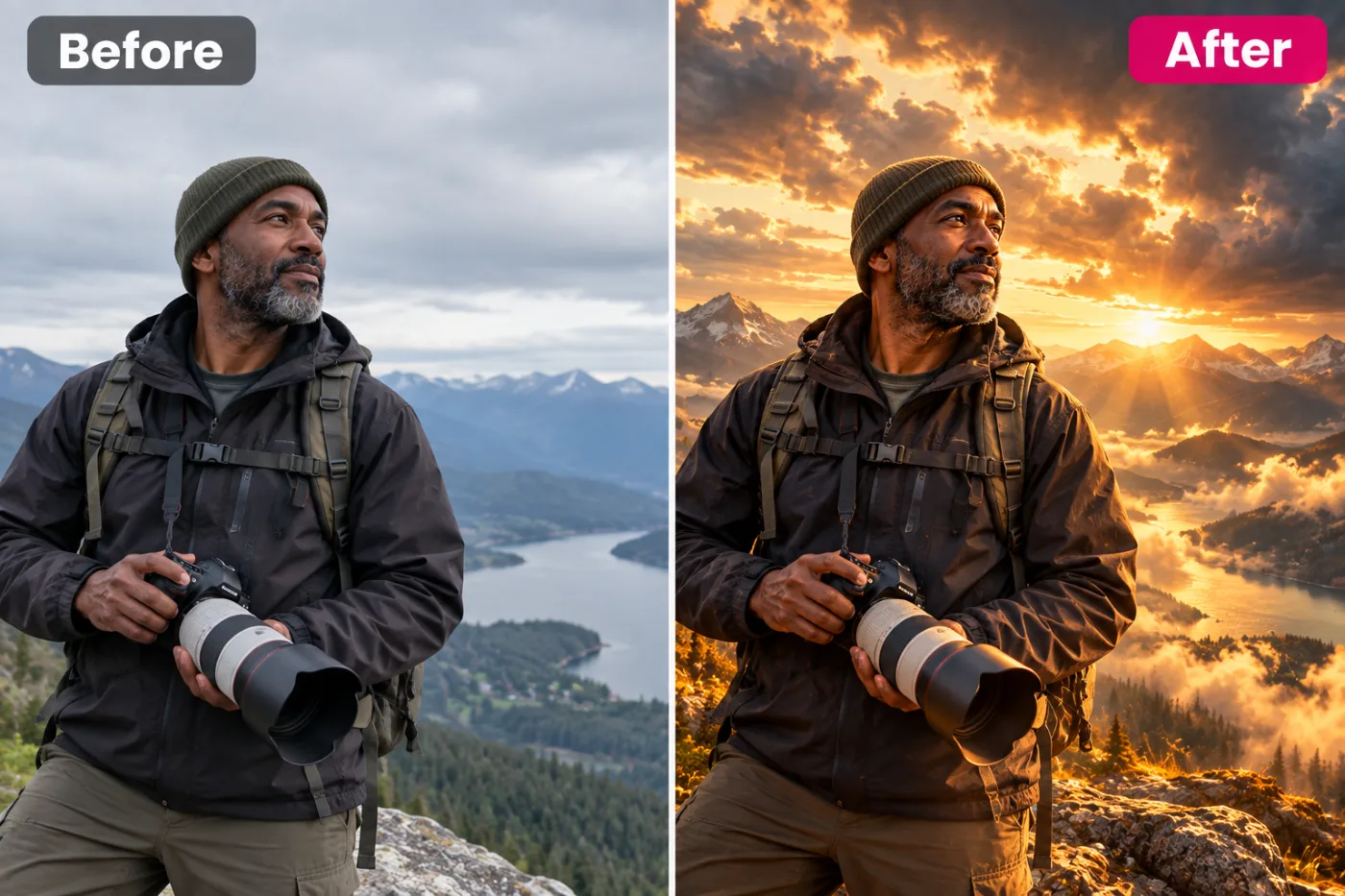 Aura Photo Generator — before and after