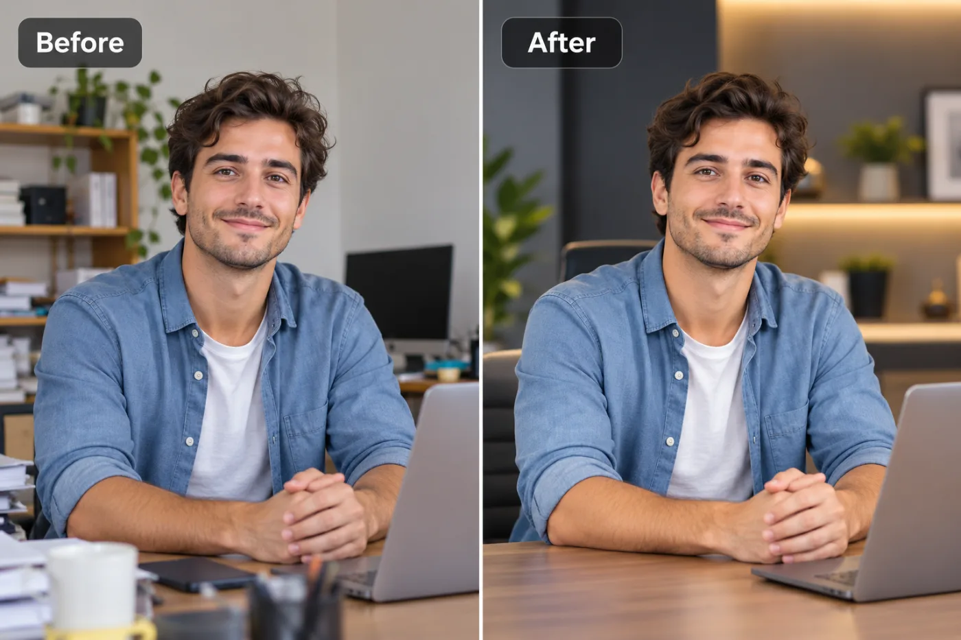 AI Background Changer — before and after