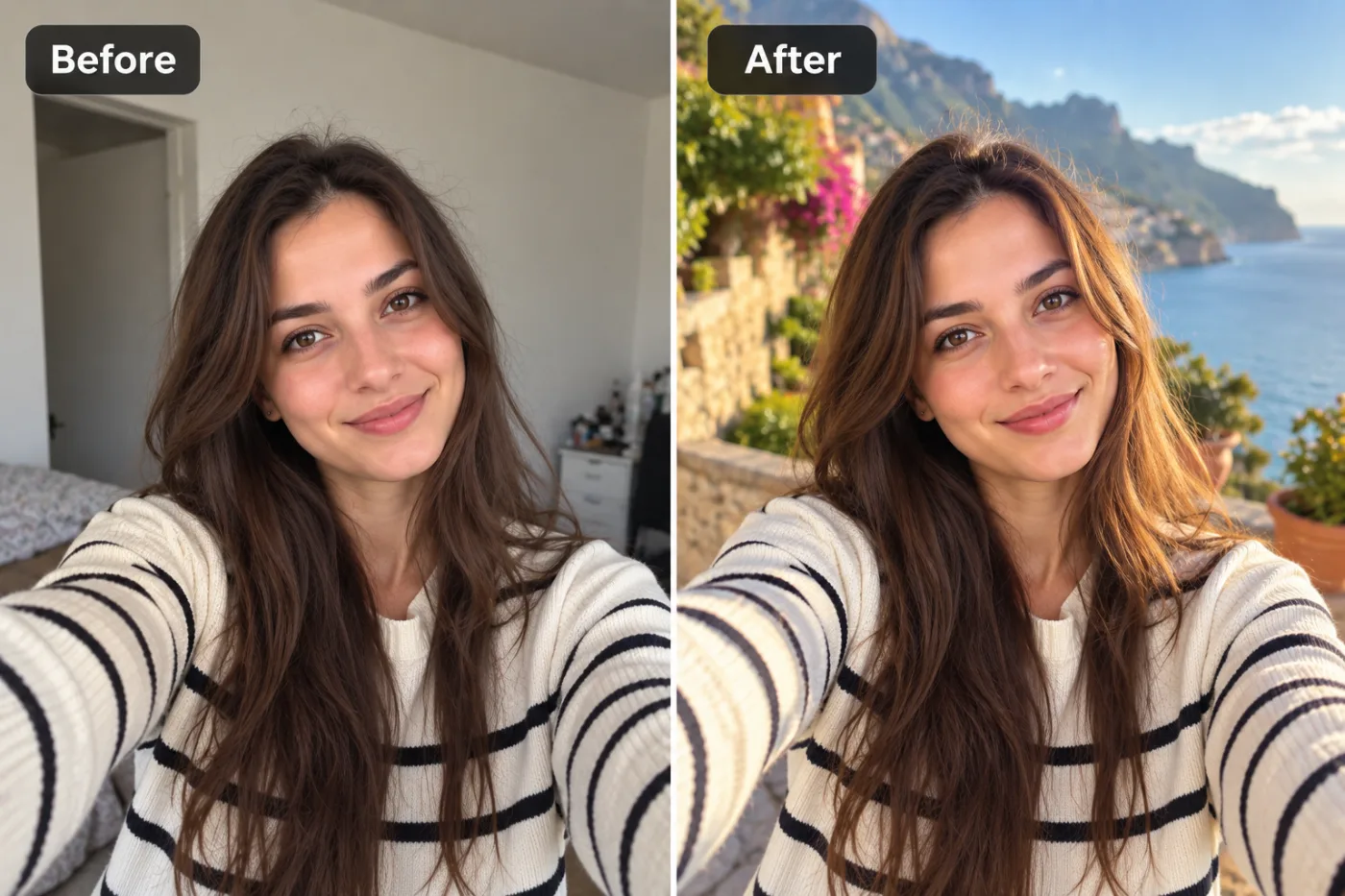 AI Background Generator — before and after