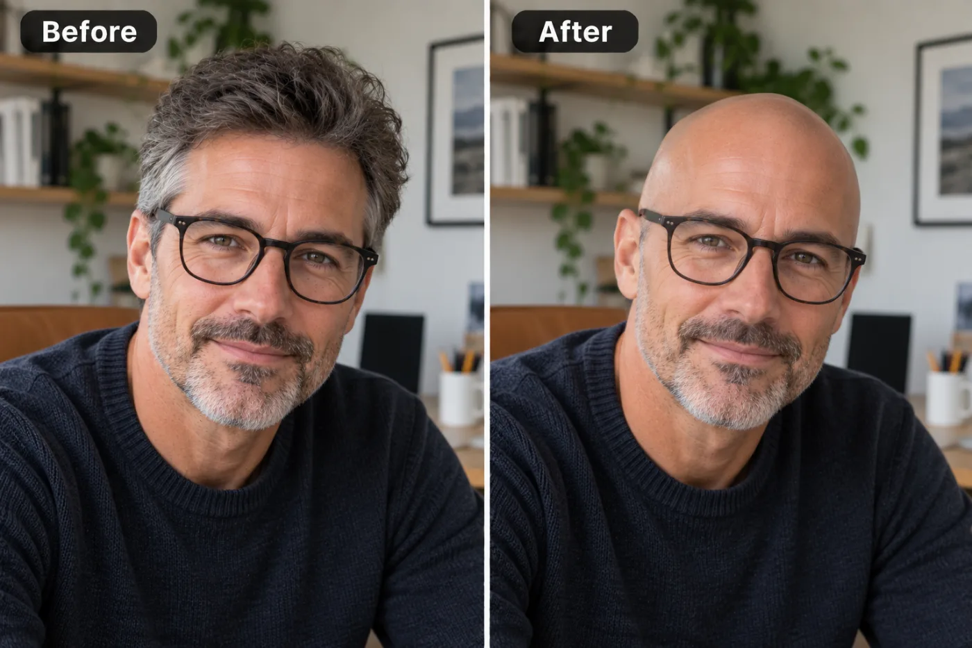 Bald Filter — before and after
