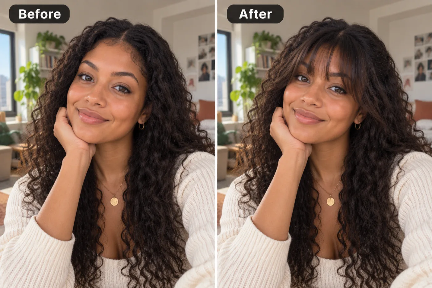Bangs Filter — before and after