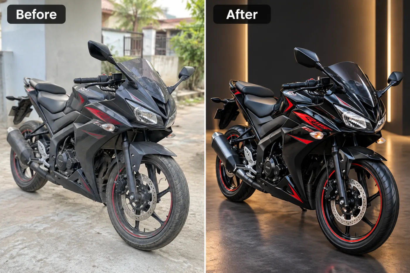 Bike Photo Editor — before and after