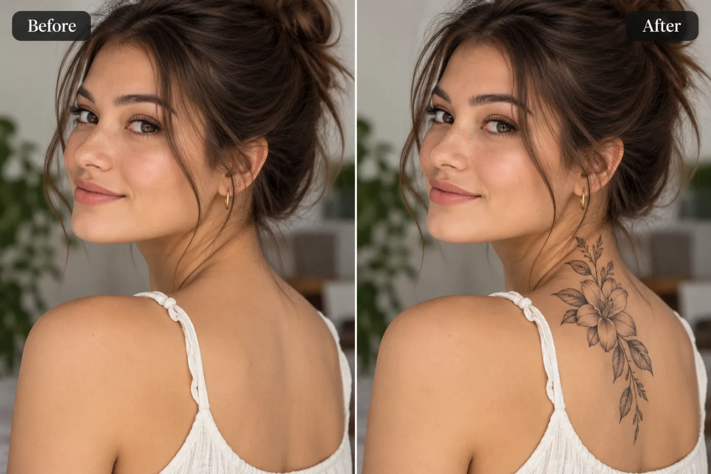 Birth Flower Tattoo Designer — before and after
