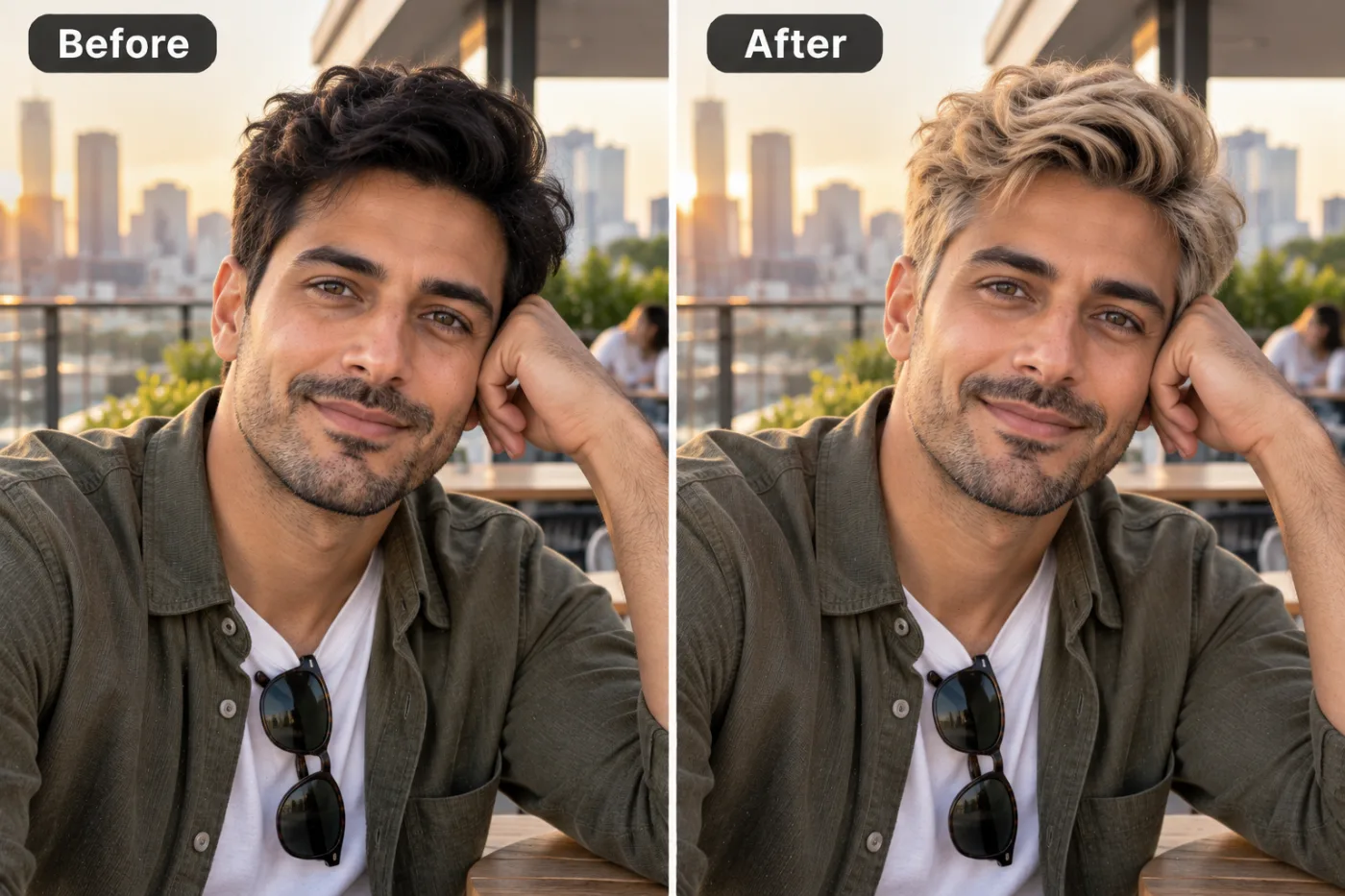Blonde Hair Filter — before and after