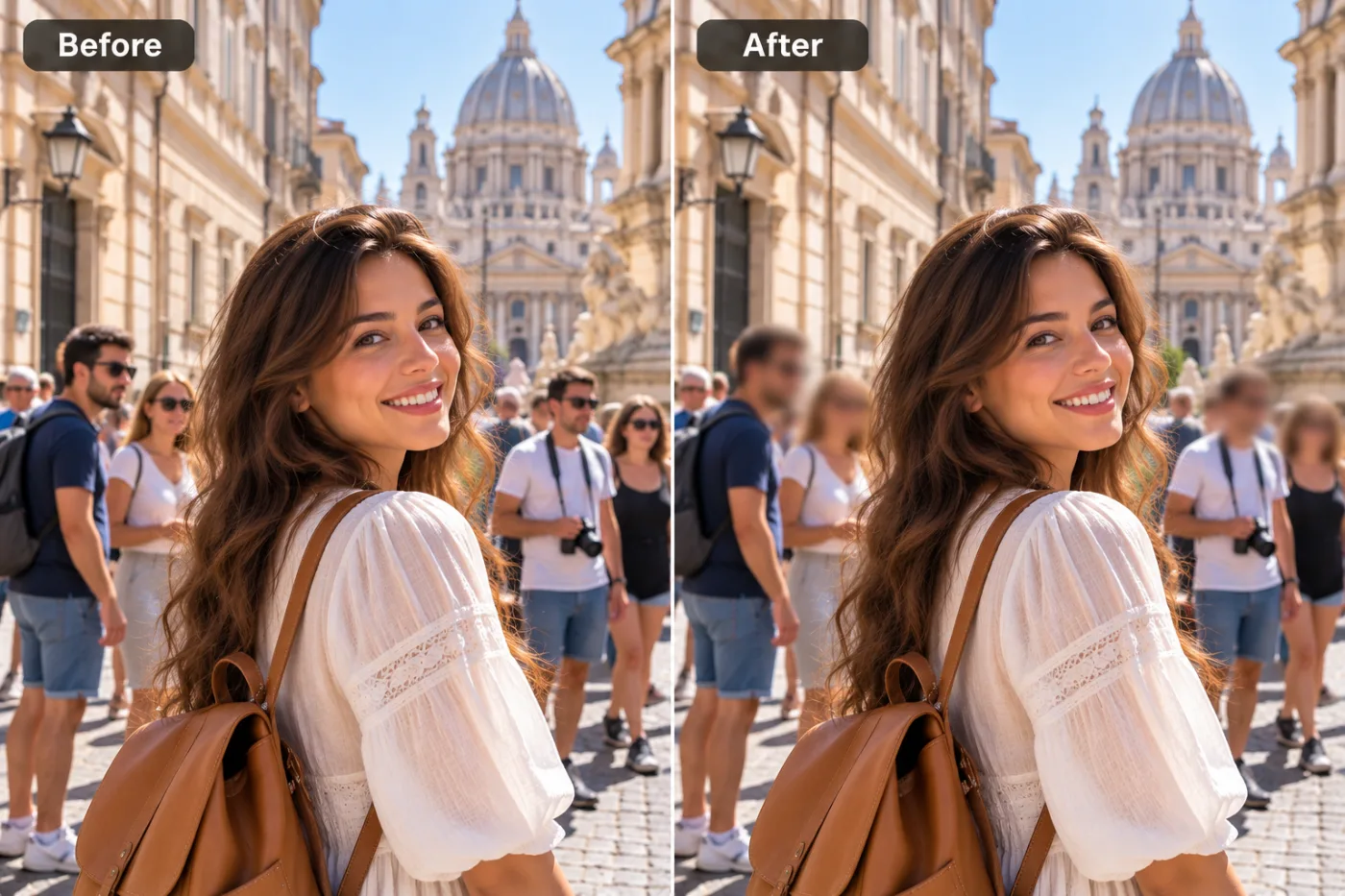Face Blur Tool — before and after