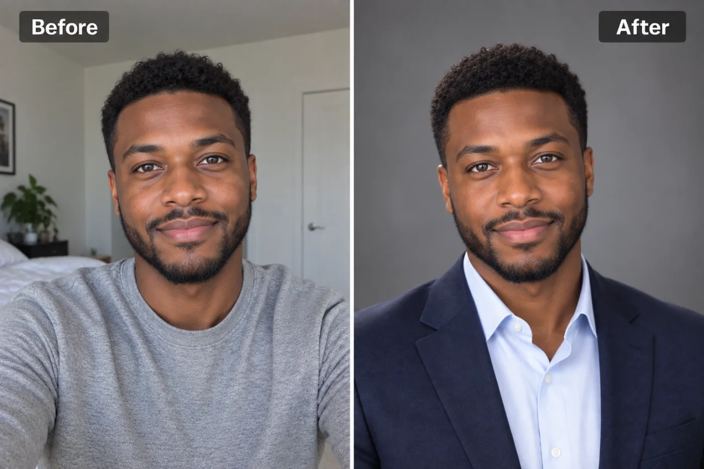 Business Headshot Generator — before and after