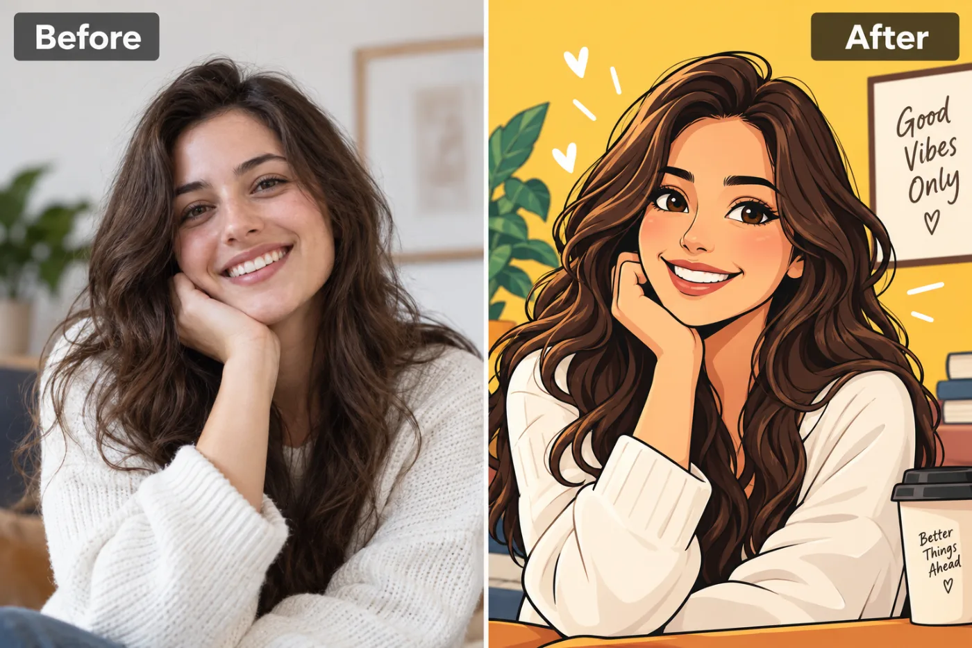 Cartoon Generator — before and after