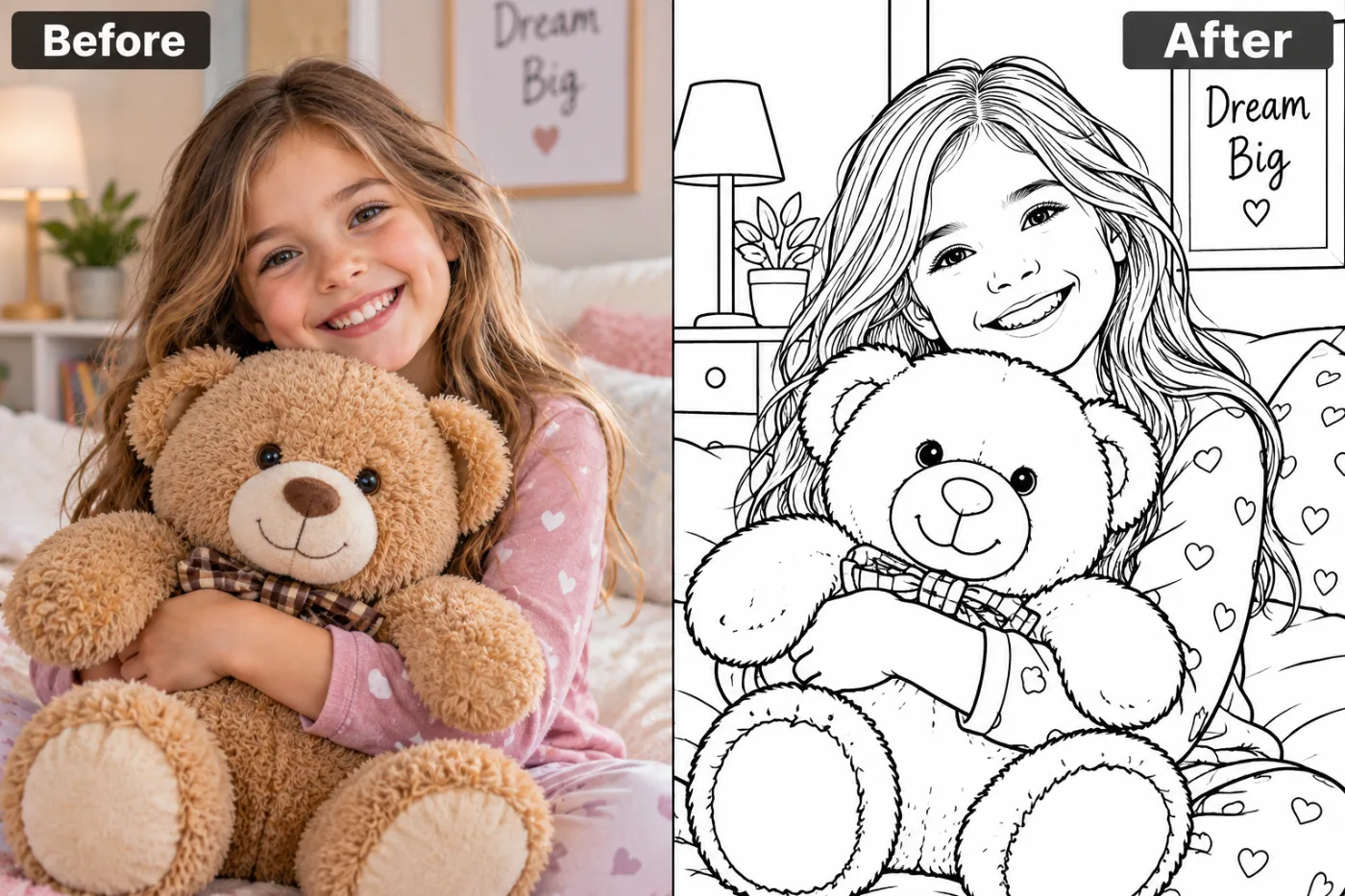 Coloring Page Maker — before and after