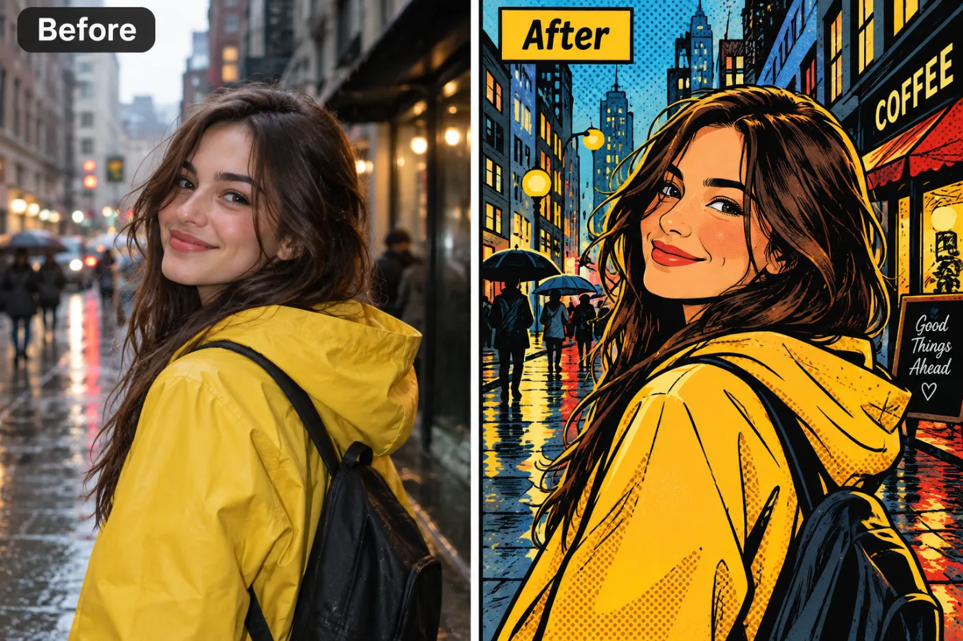 Comic Panel Generator — before and after