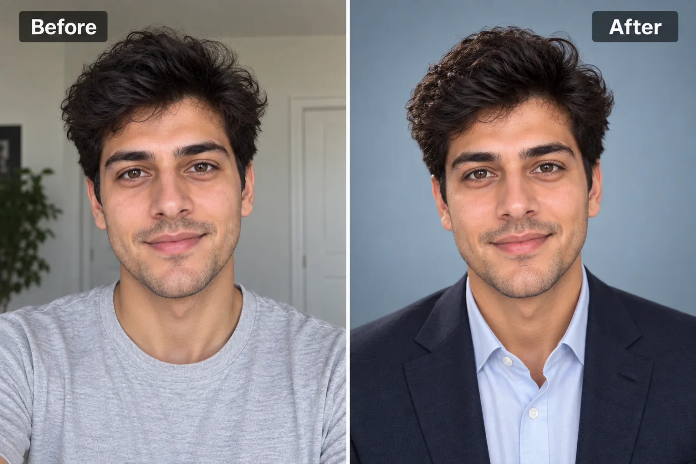 AI Corporate Avatar Maker — before and after