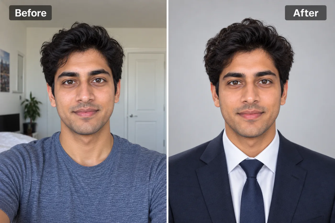 ERAS Application Headshot — before and after