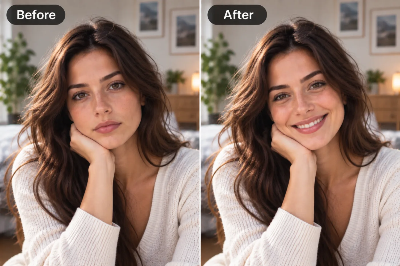 Face Expression Changer — before and after