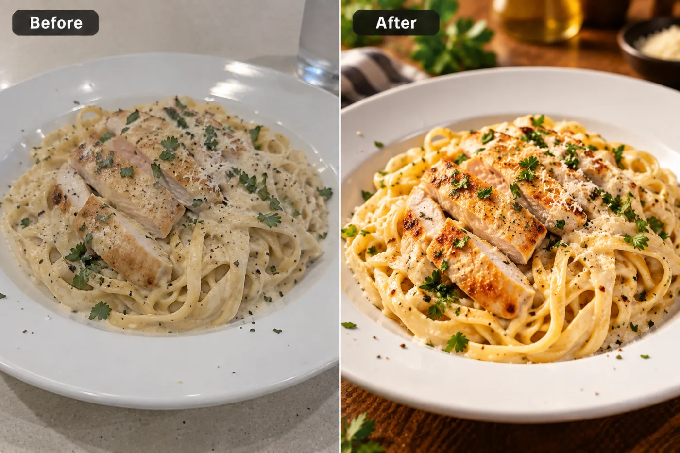 Food Photo Editor — before and after