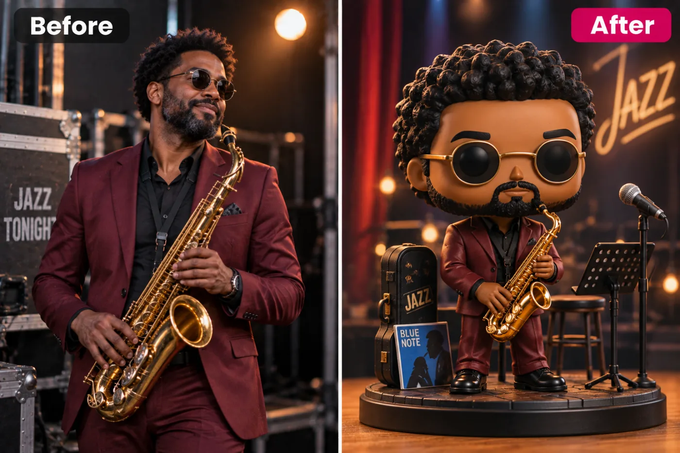 Vinyl Figure Maker — before and after