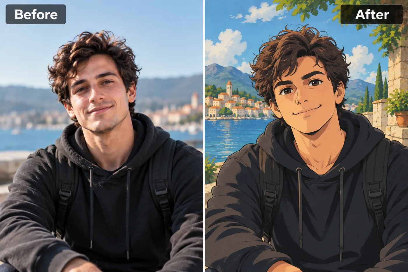 Ghibli Style Generator — before and after
