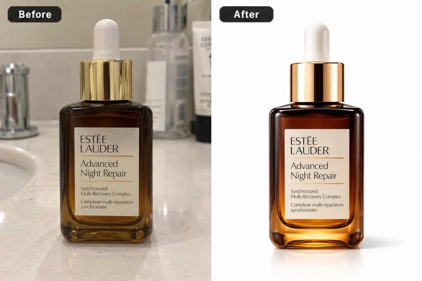 Beauty Product Editor — before and after