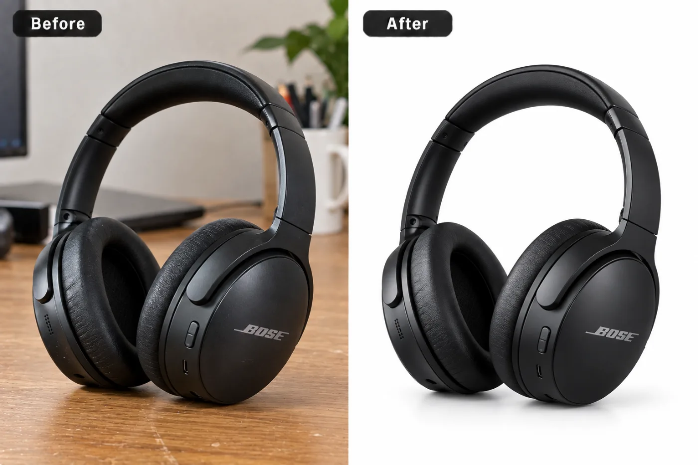 Electronics Photo Editor — before and after