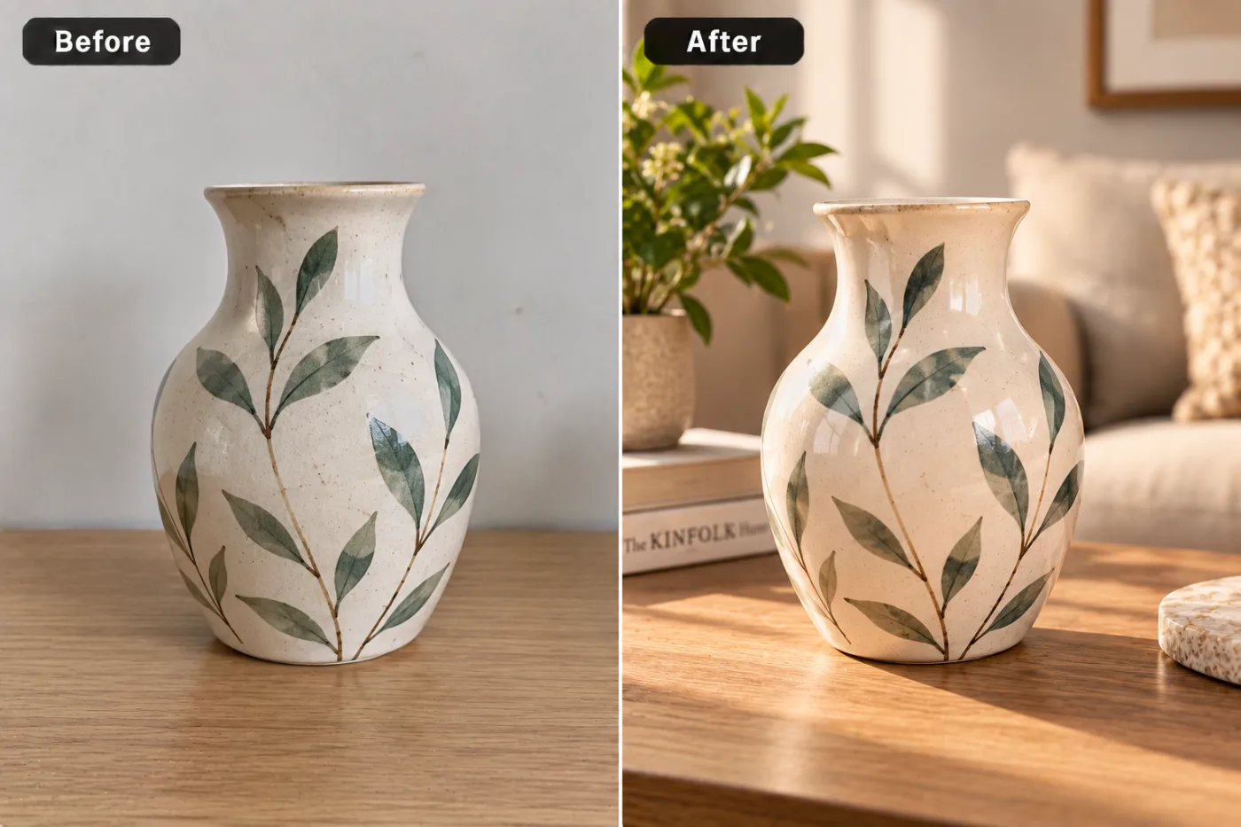 Home Decor Photo Editor — before and after