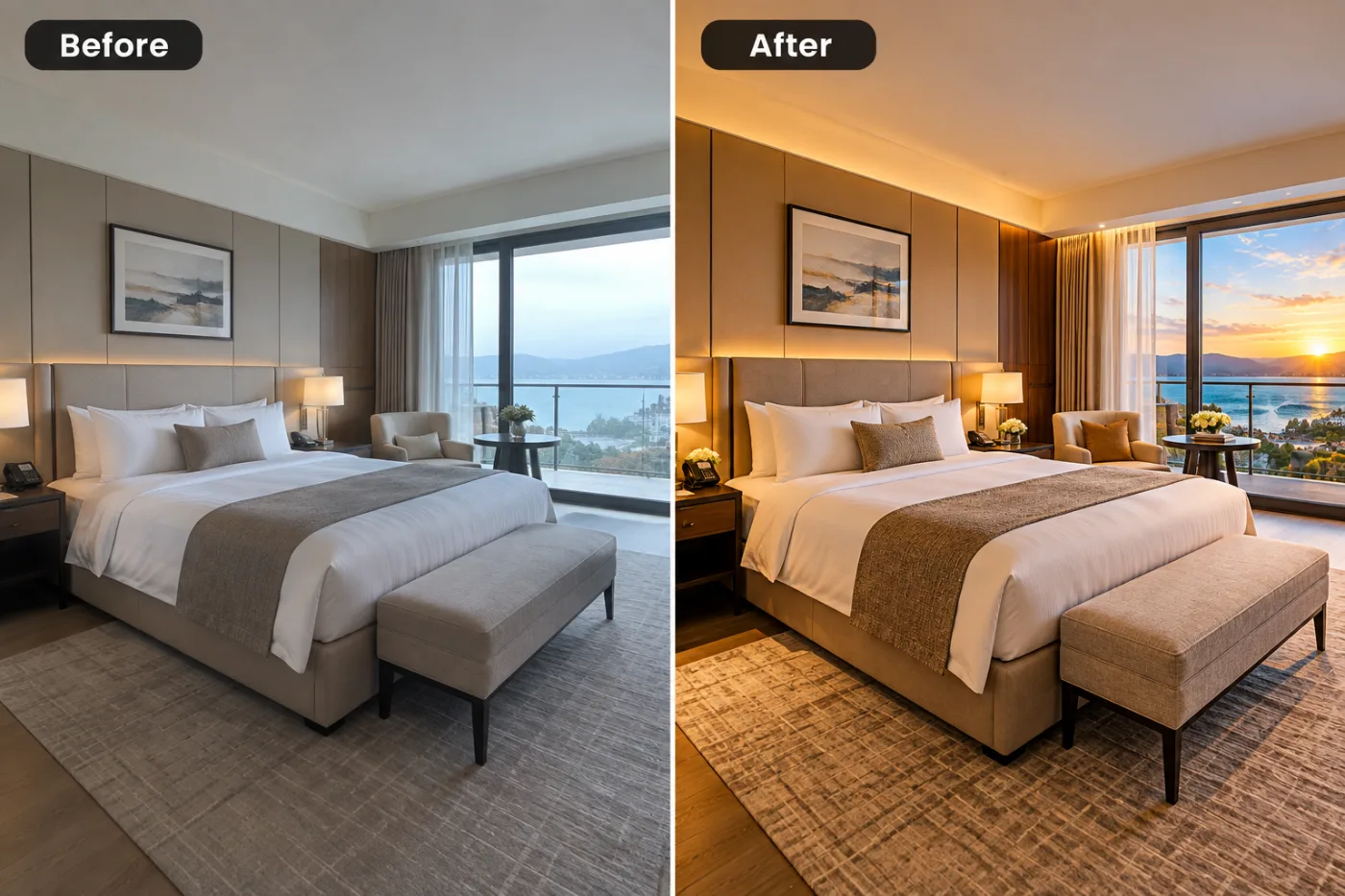 Hotel Photo Editor — before and after