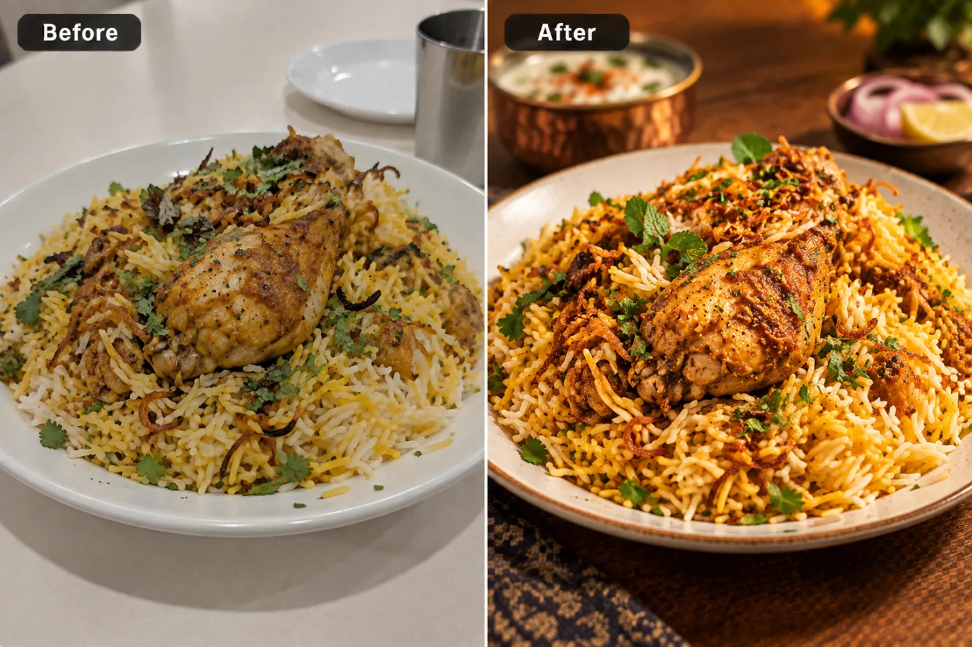 Restaurant Photo Editor — before and after