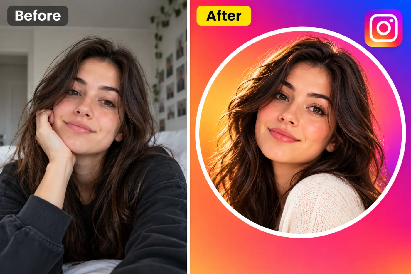 Instagram Profile Picture Maker — before and after