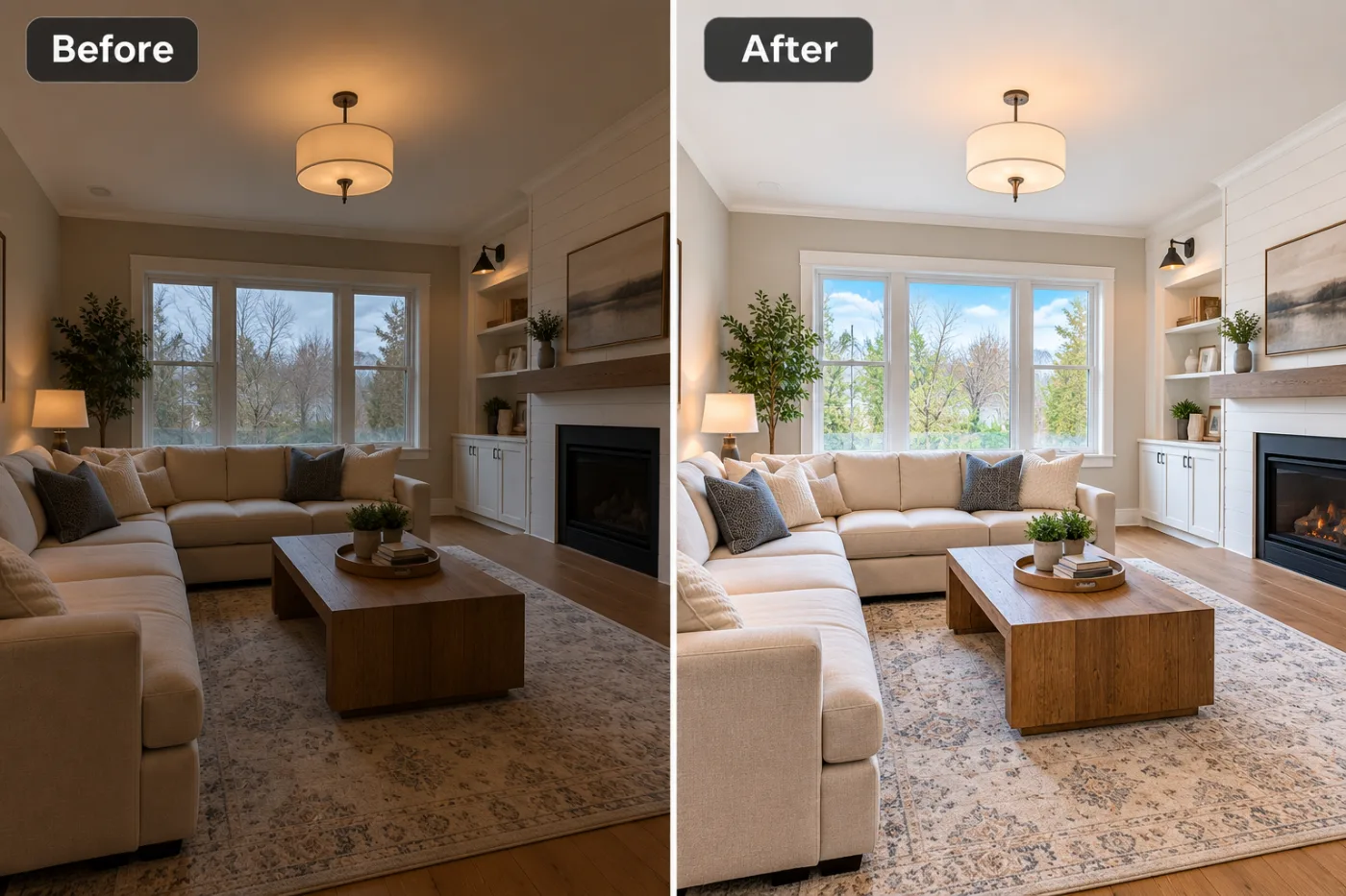 Interior Photo Editor — before and after