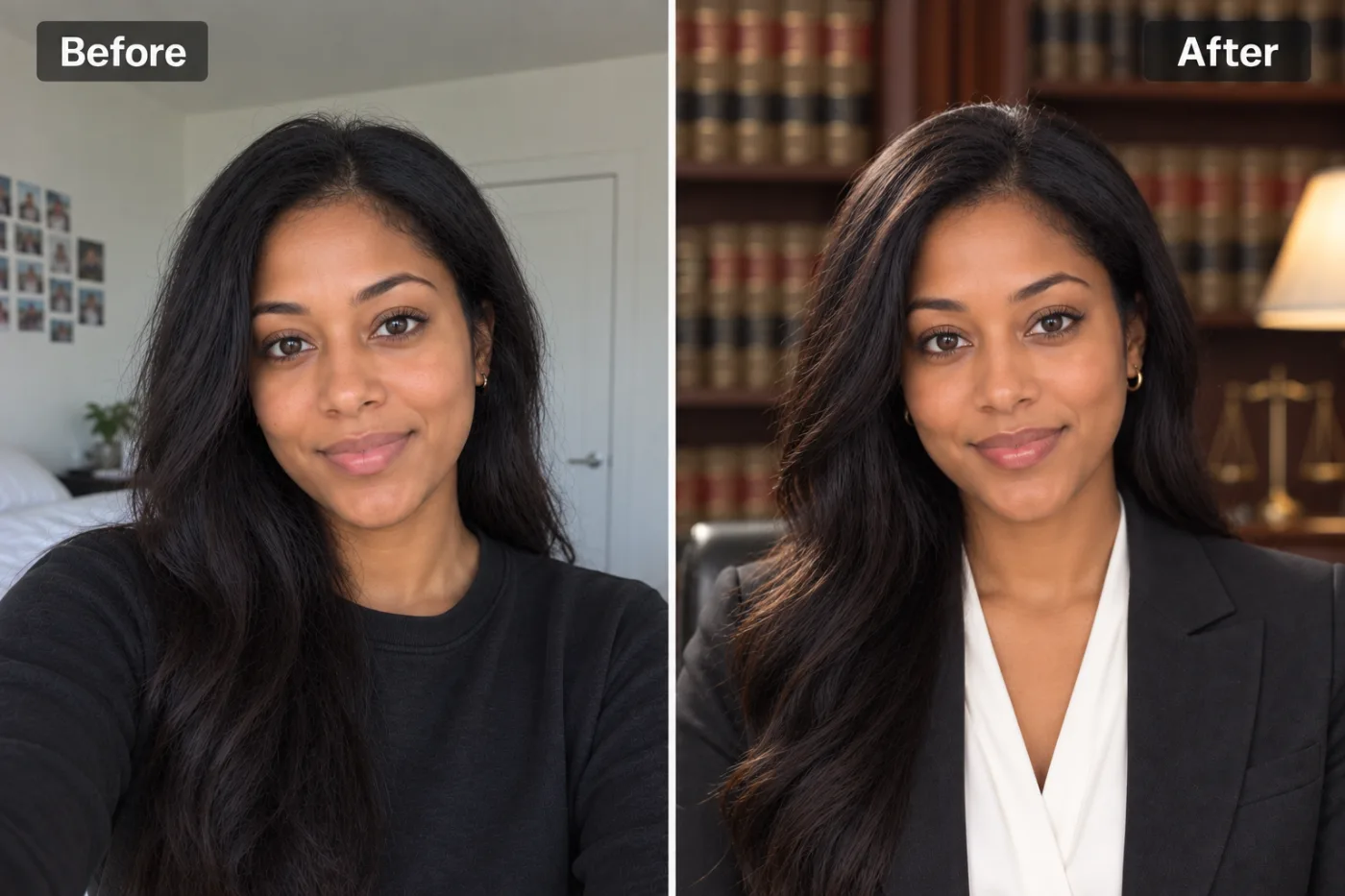 Lawyer Headshot Generator — before and after