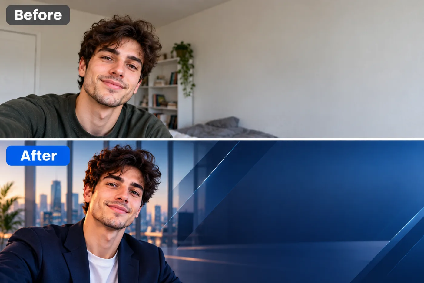 AI LinkedIn Banner Maker — before and after